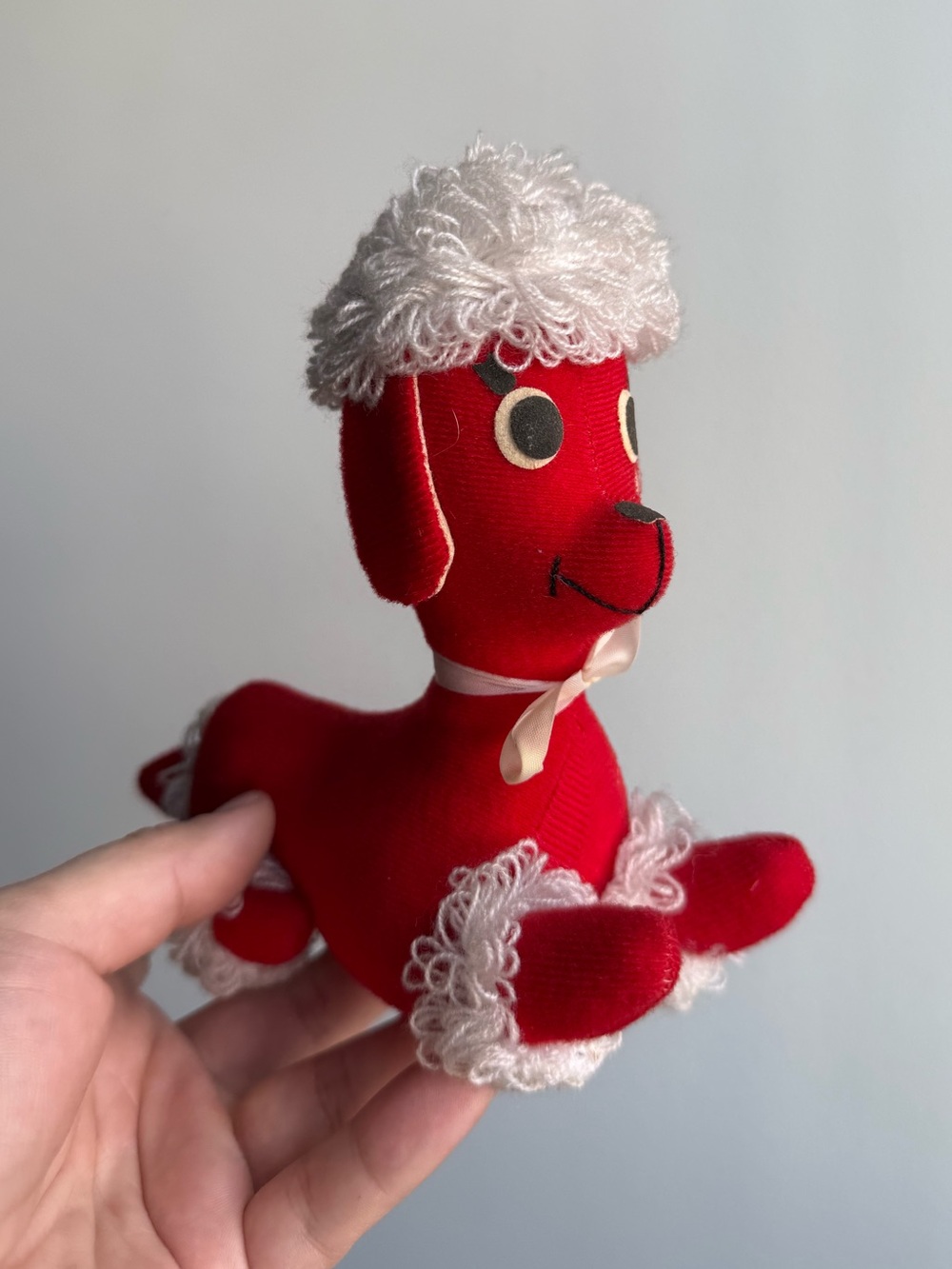 c1960s Dakin Dream Pet Red Poodle Kitschy Vintage Stuffed Animal Plushie